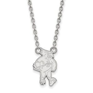 Sterling Silver Iowa State Large Mascot Pendant Necklace